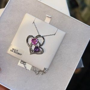 Brand new sterling silver double hearted necklace